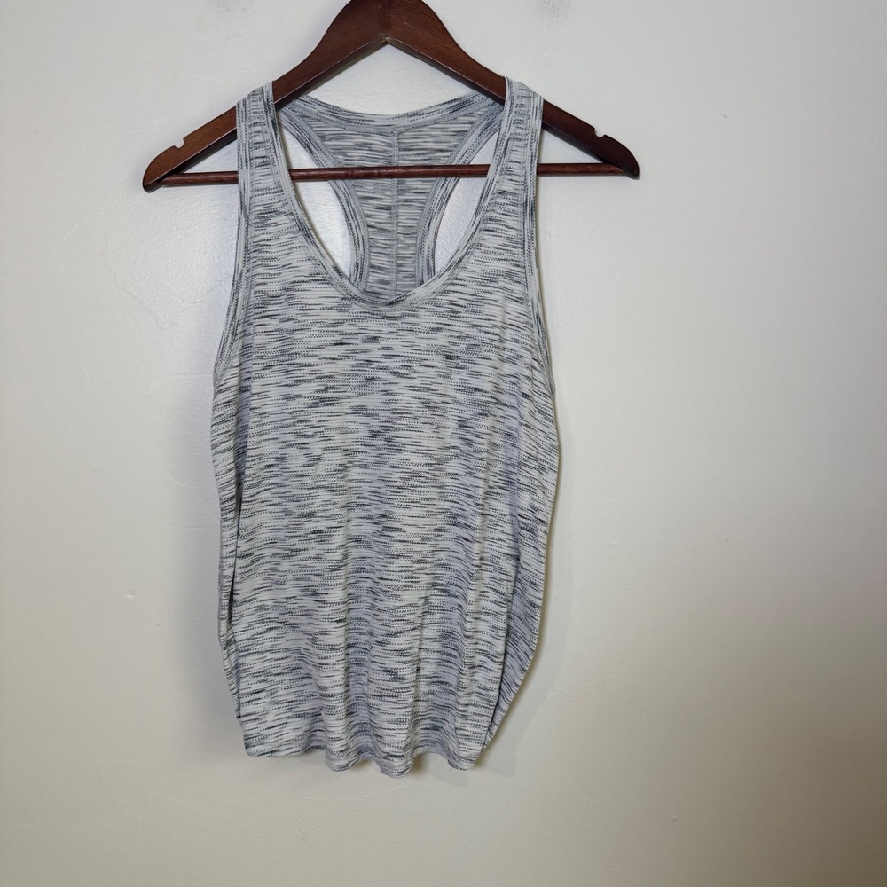 Lululemon It's A Tie Tank Space Dye Racerback Workout Top Size 6 Gray White